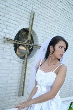 MILF babe in bride's dress Jennifer Dark spreading pussy on myfans.pics