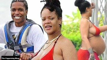 Pregnant Rihanna is Seen in a Red Bikini in Barbados - Barbados on myfans.pics