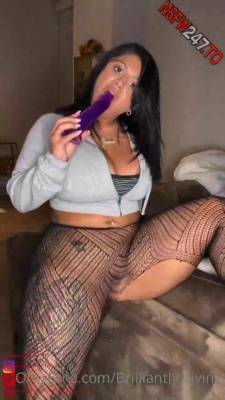 Brilliantly Divine fucks herself with purple dildo after giving a sloppy blowjob porn videos on myfans.pics