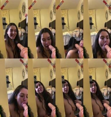 VictoryaXO - Sucking a dildo stuck to a mirror on myfans.pics
