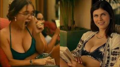 Which cleavage gets your load?-Sydney Sweeney or Alexandra Daddario in same episode of 'The White Lotus' on myfans.pics