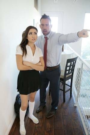Naughty schoolgirl Melissa Moore spanked hard by her stepdad for misbehaving on myfans.pics